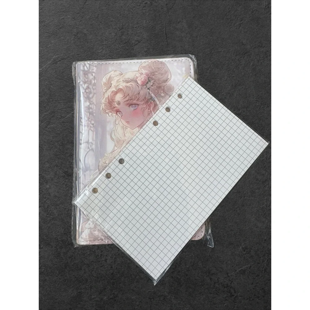 Anime Sailor Moon Inspired A6 Binder Notebook Refillable Journal Grid Paper NEW